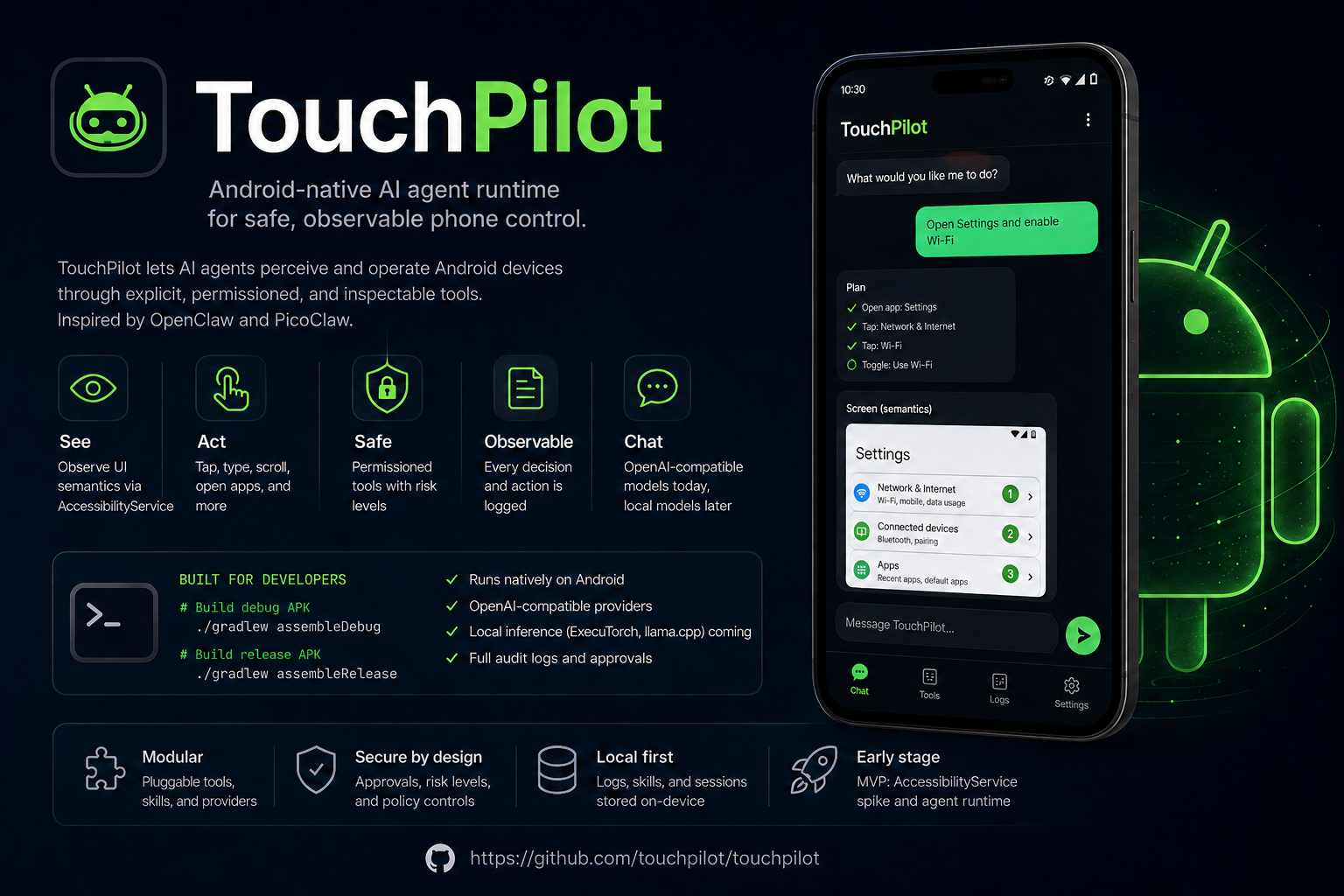 TouchPilot chat interface on Android